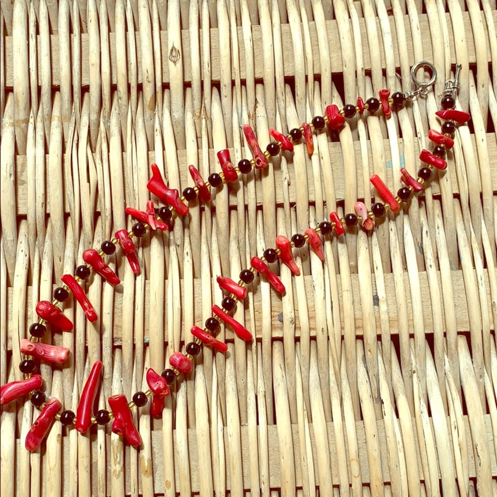 American Indian  coral beads necklace 20”